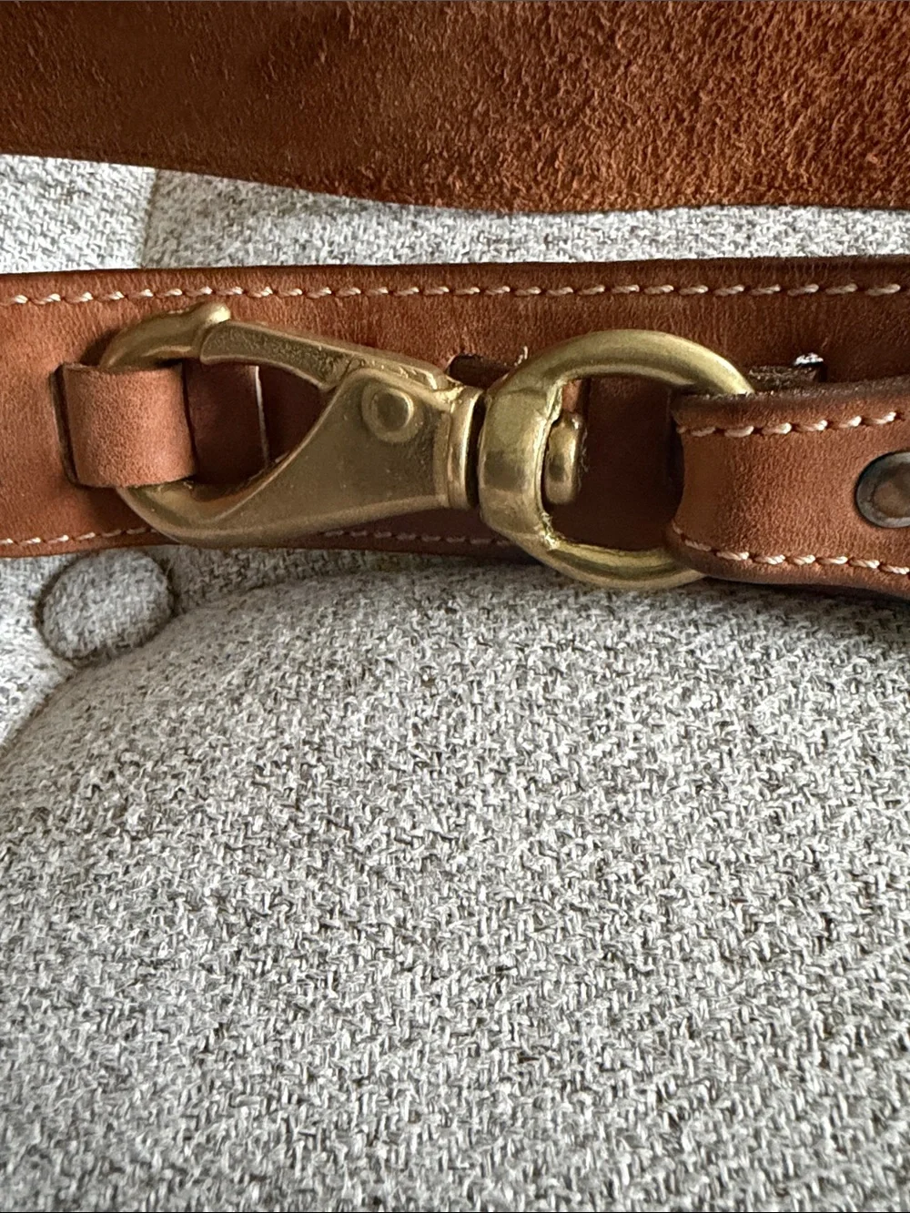 Vintage Brown Leather Belt Brass Clasp Size 38 Classic Casual